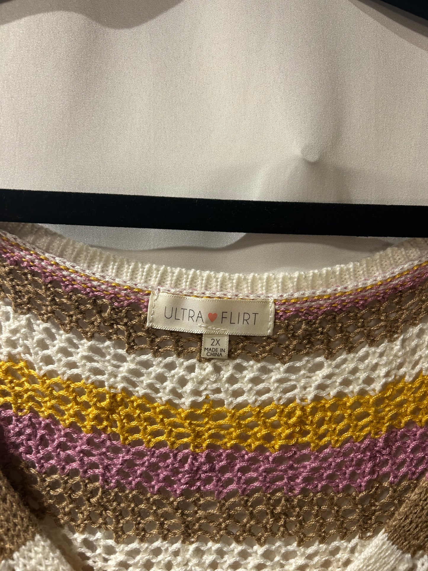 Ultra Flirt Crochet Tie Tank 2X