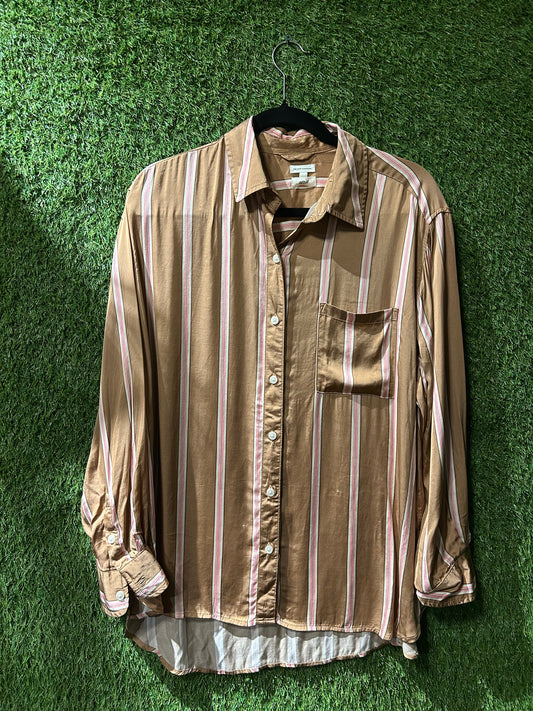 Aerie Striped Sill Button Up S (oversized)