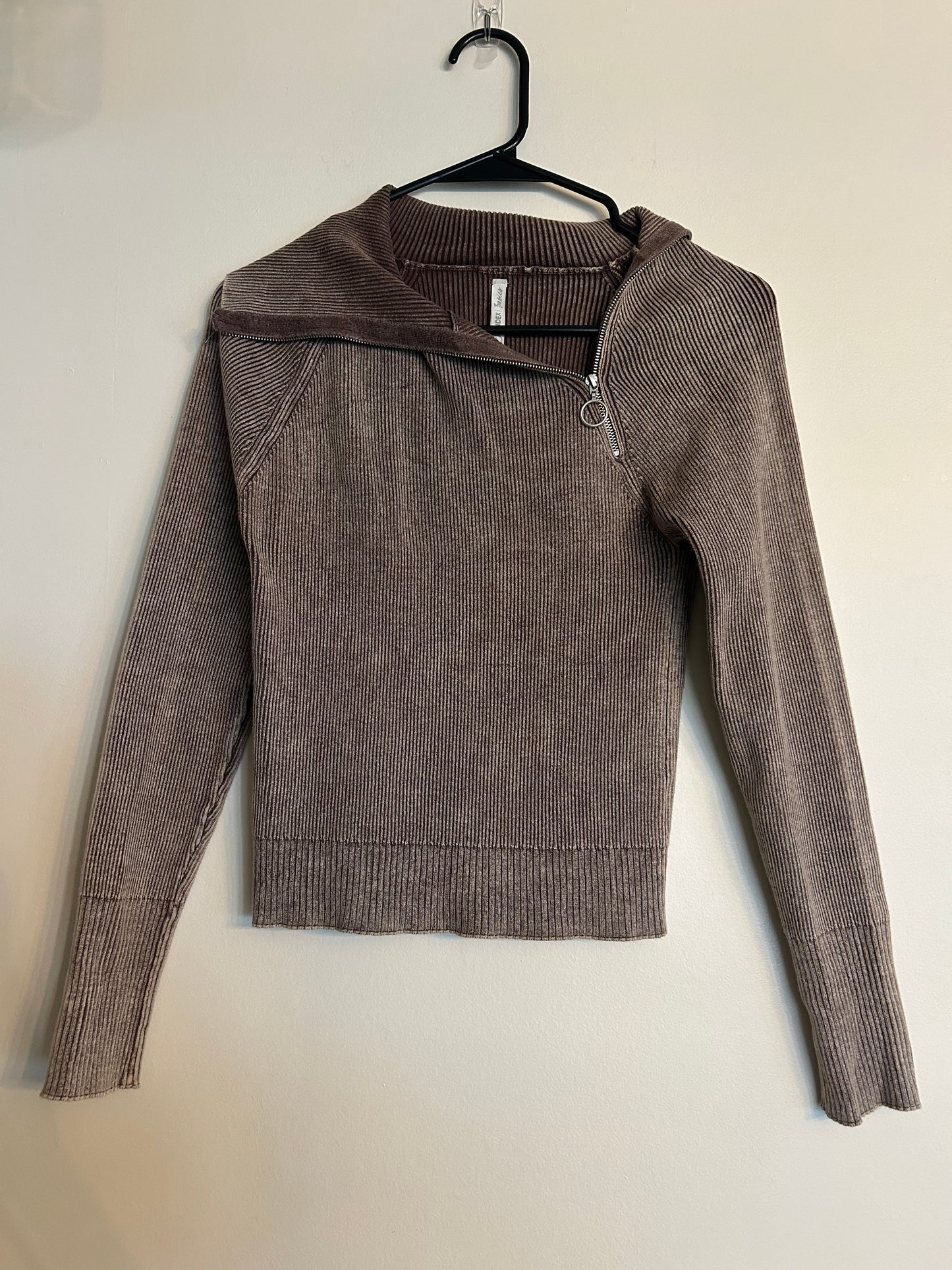 Index Basics Ribbed Grey Zip Up L