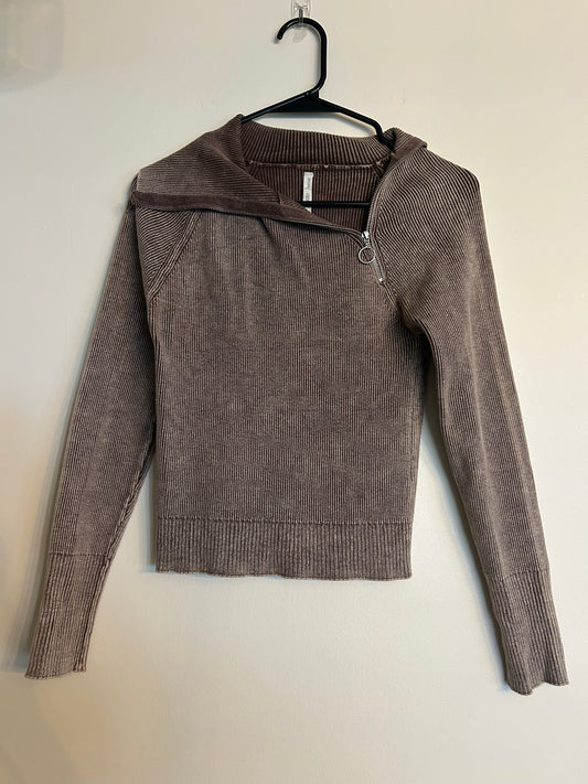 Index Basics Ribbed Grey Zip Up L