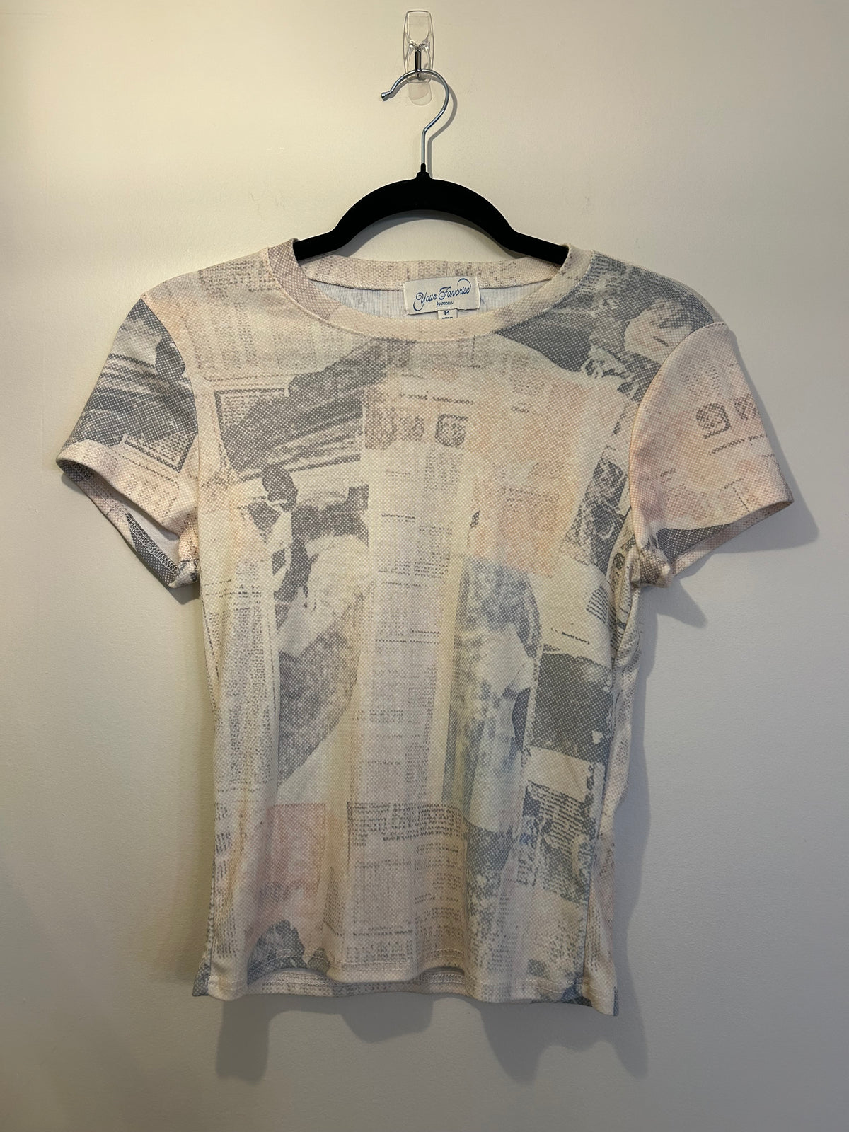 Your Favorite by Pacsun Y2K Newspaper Print T-Shirt M