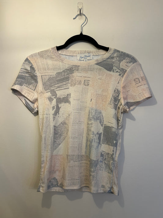 Your Favorite by Pacsun Y2K Newspaper Print T-Shirt M