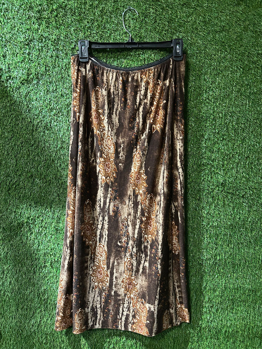 Brown Patterned Skirt M