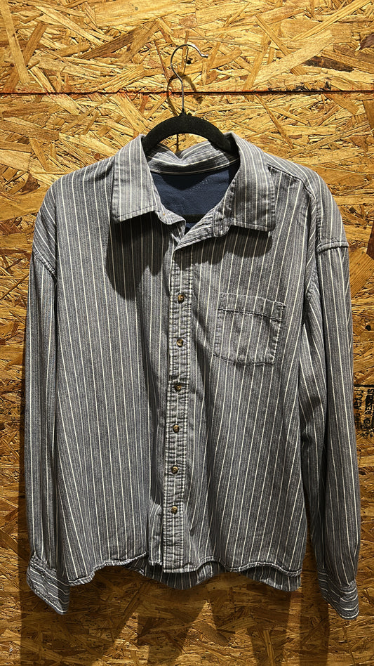 Blue Striped Button Up L