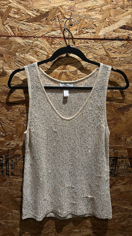 Loft Gold Sequin Tan Top L