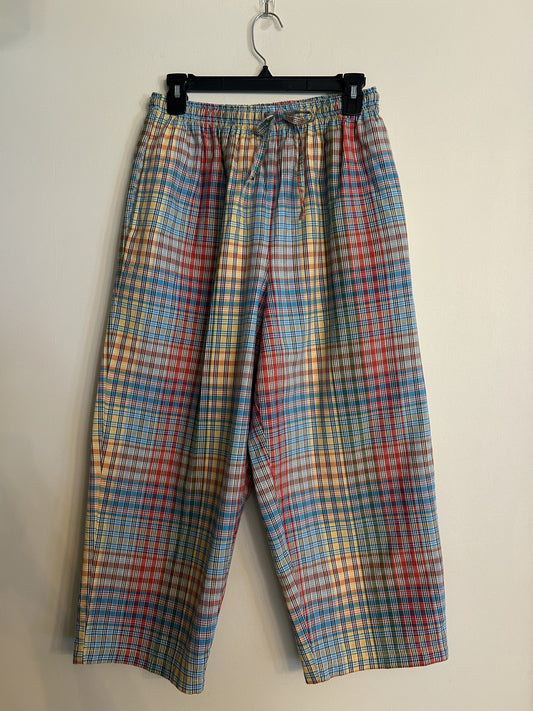 Vintage Onque Casuals Madras Plaid 100% Cotton Pants M/L
