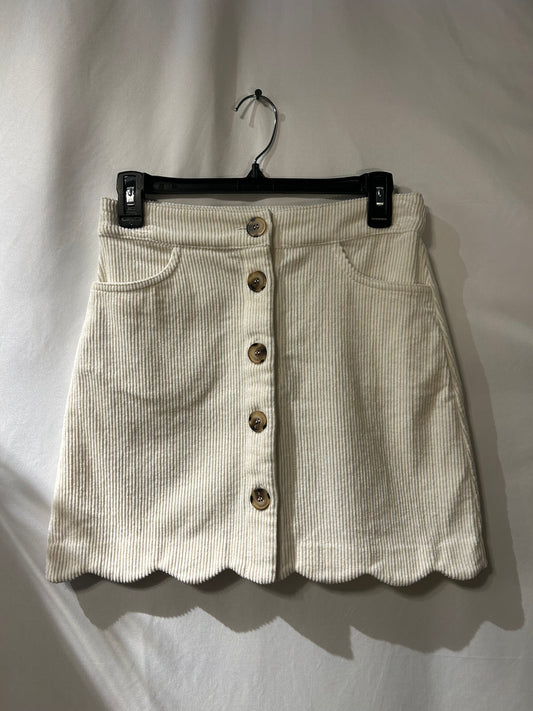 Day To Day Scalloped Corduroy Button-Up Skirt S