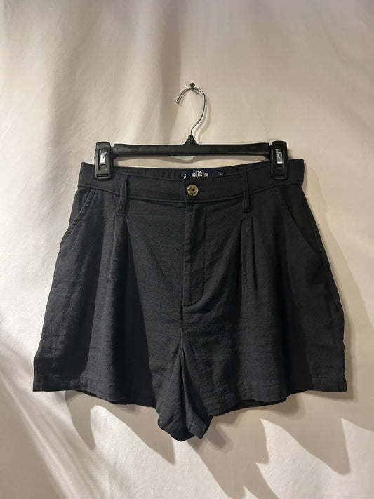 Hollister Black High Rise Pleated Linen-Blend Shorts S