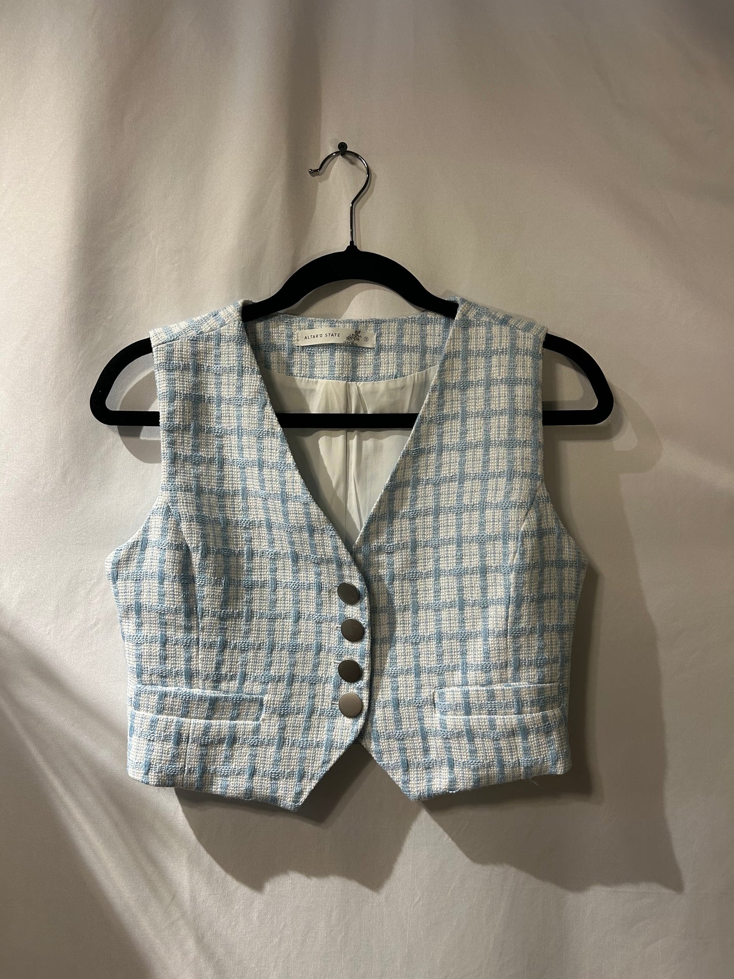 Altar'd State Tweed Plaid Vest & Shorts Set S