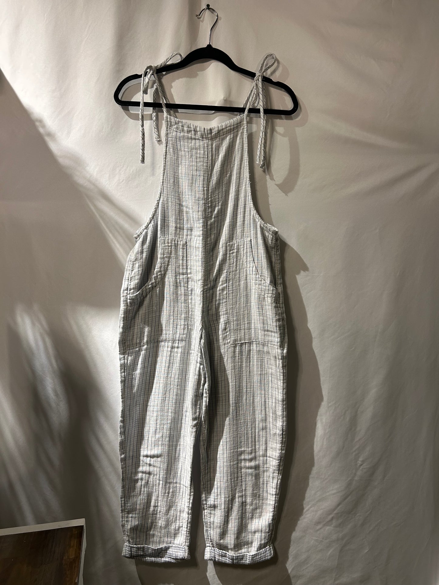 Aerie Lightweight Striped Overalls XS