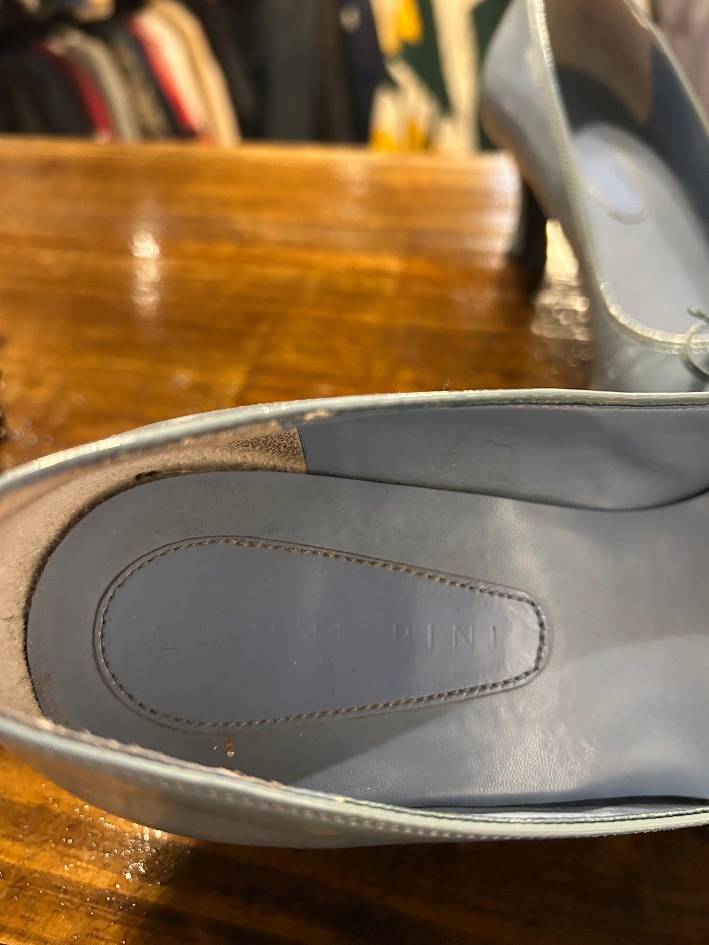 Gianni Bini Baby Blue Leather Kitten Heels with Bow Detailing