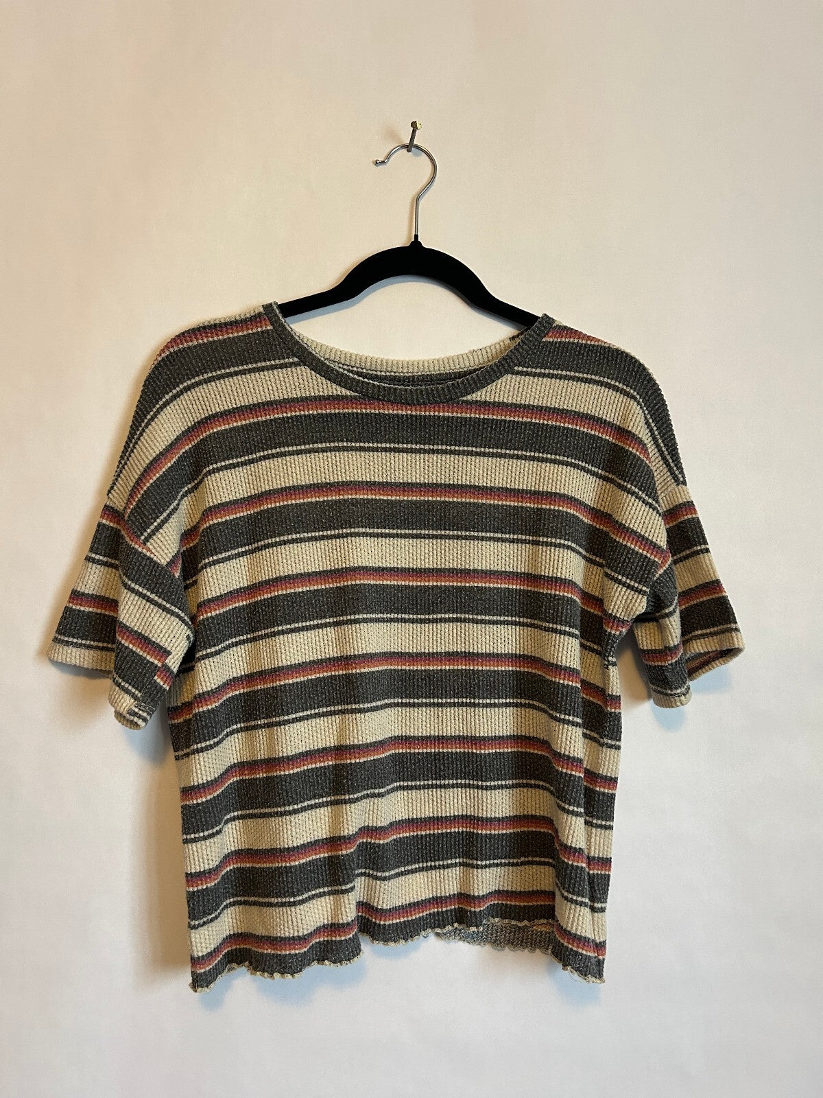 American Eagle Striped Waffle Shirt M