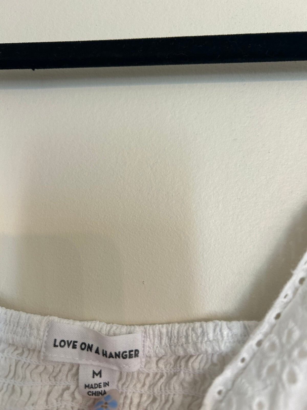 Love On A Hanger White Eyelet Open Front Tank M