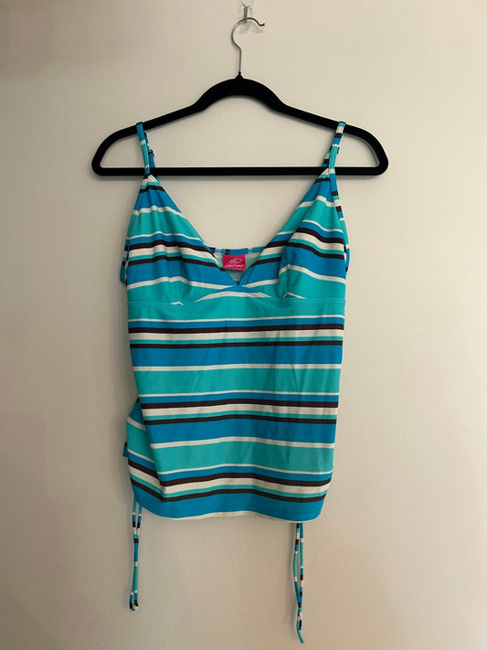 Wavezone Y2K Blue Striped Halter Tankini Top 16