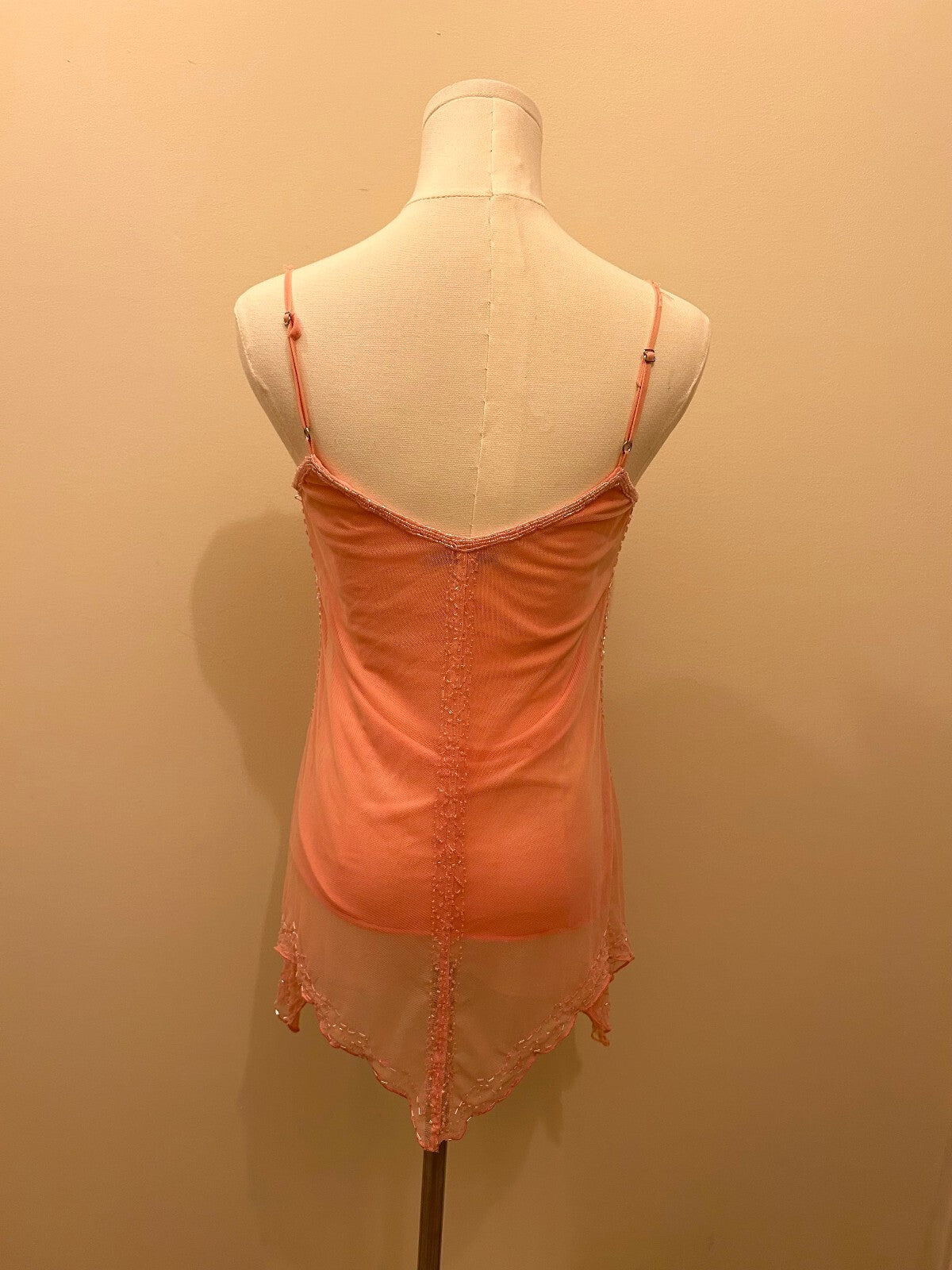 Hallhuber European Vintage Y2K Beaded Pink Babydoll Tank S