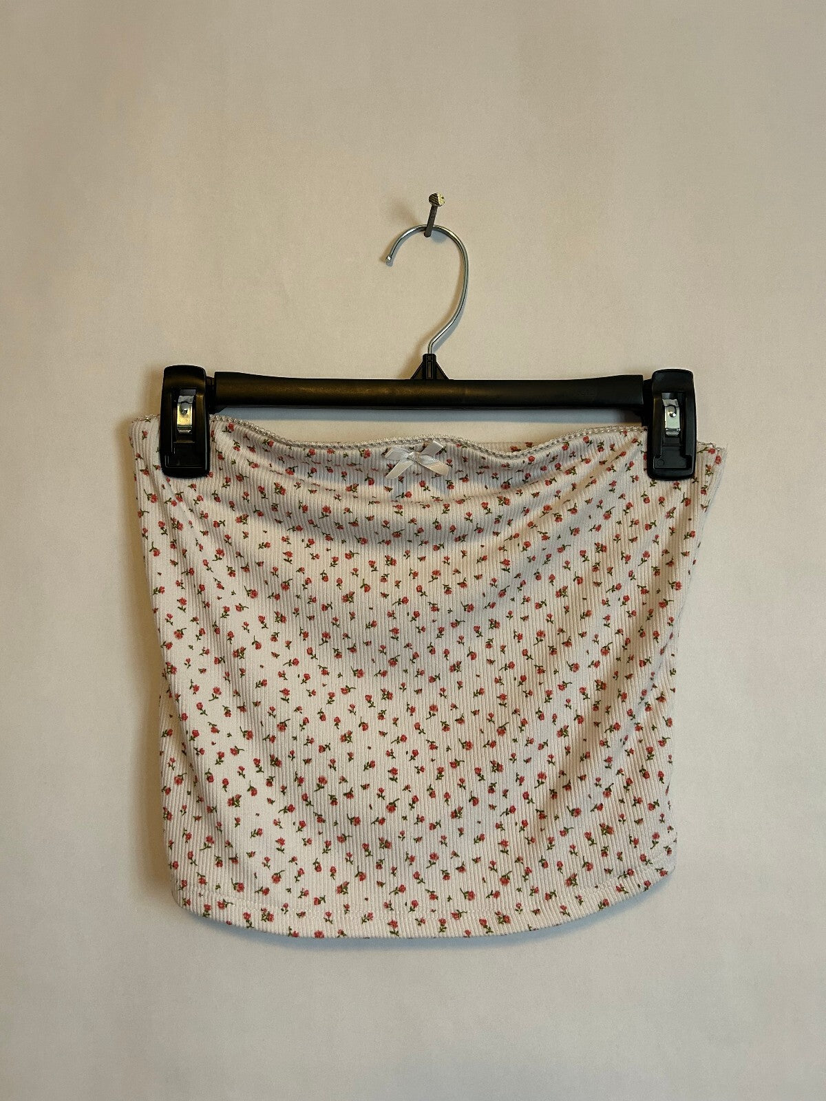 Just Polly Floral Ribbed Tube Top M