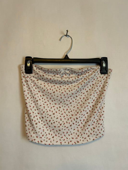 Just Polly Floral Ribbed Tube Top M