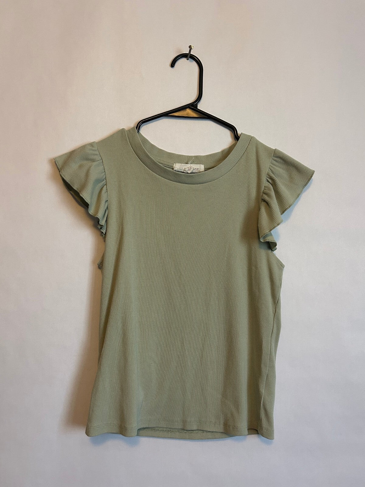 Pink Rose Green Ribbed Tank S