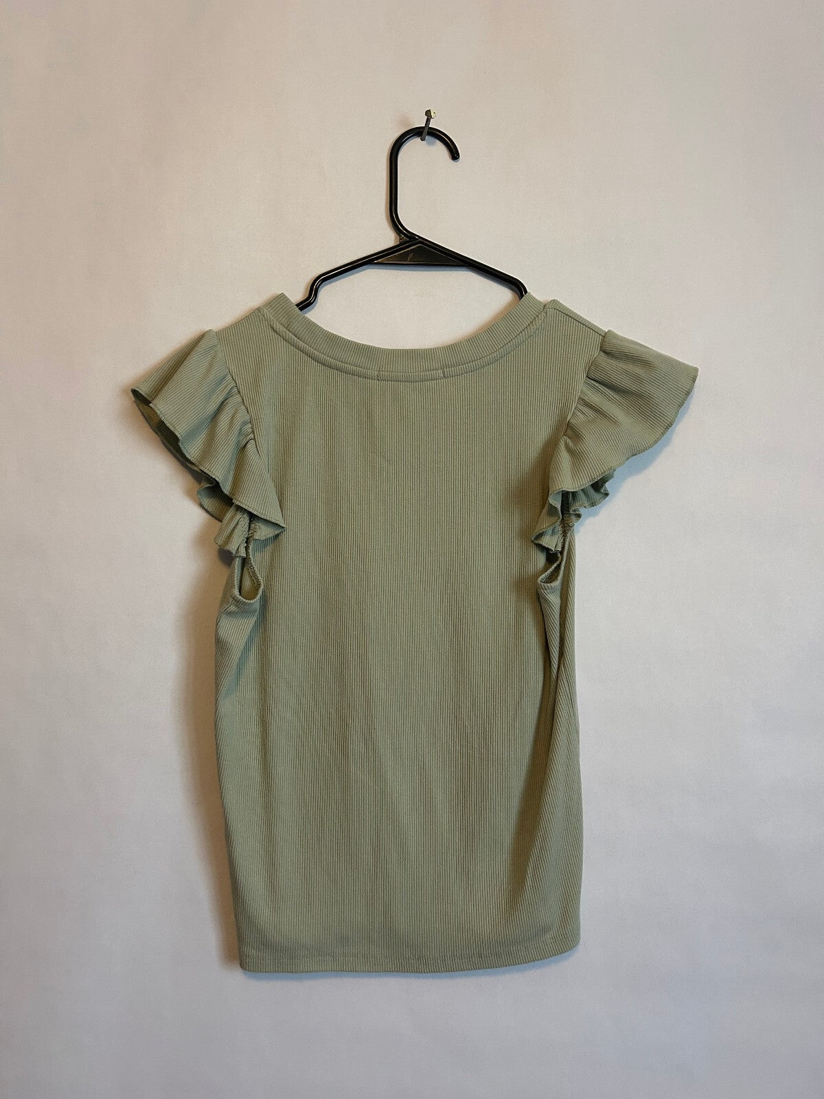 Pink Rose Green Ribbed Tank S