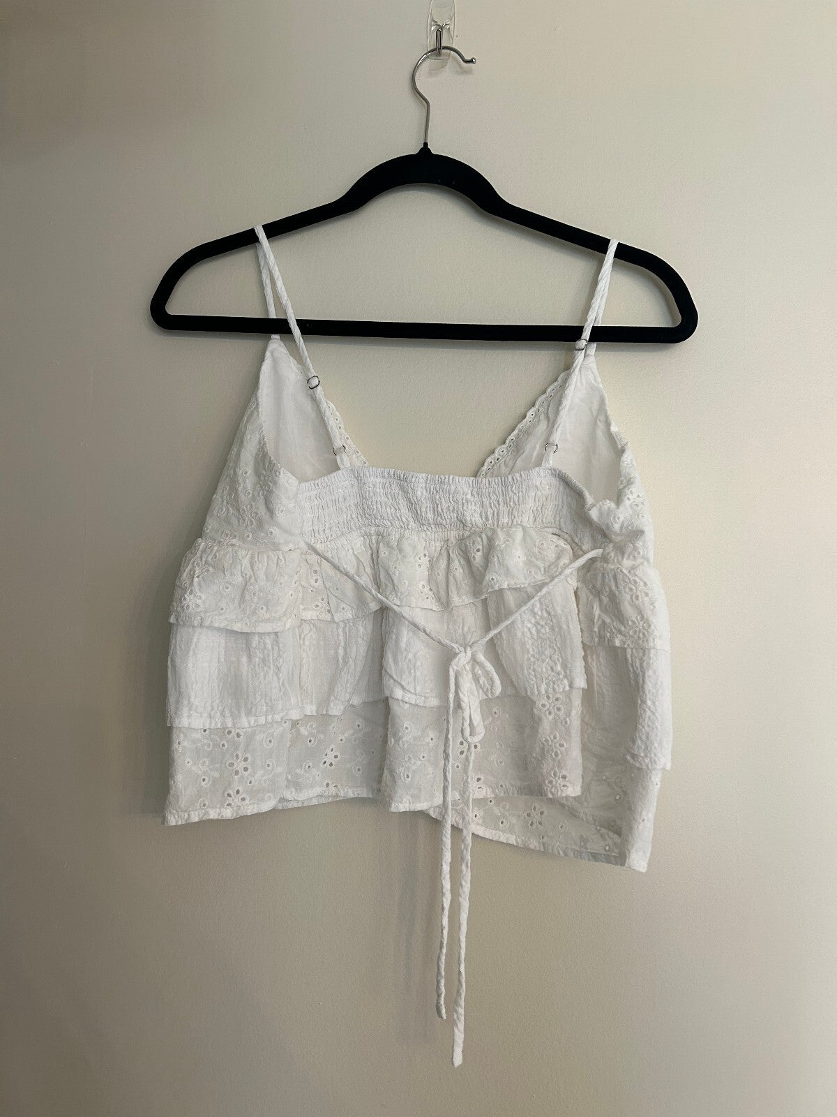 Love On A Hanger White Eyelet Open Front Tank M