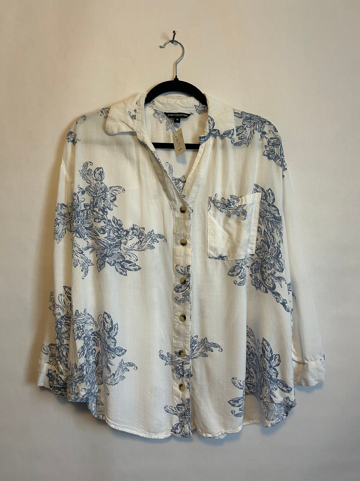 Club Z Collection Floral Button Up 1X