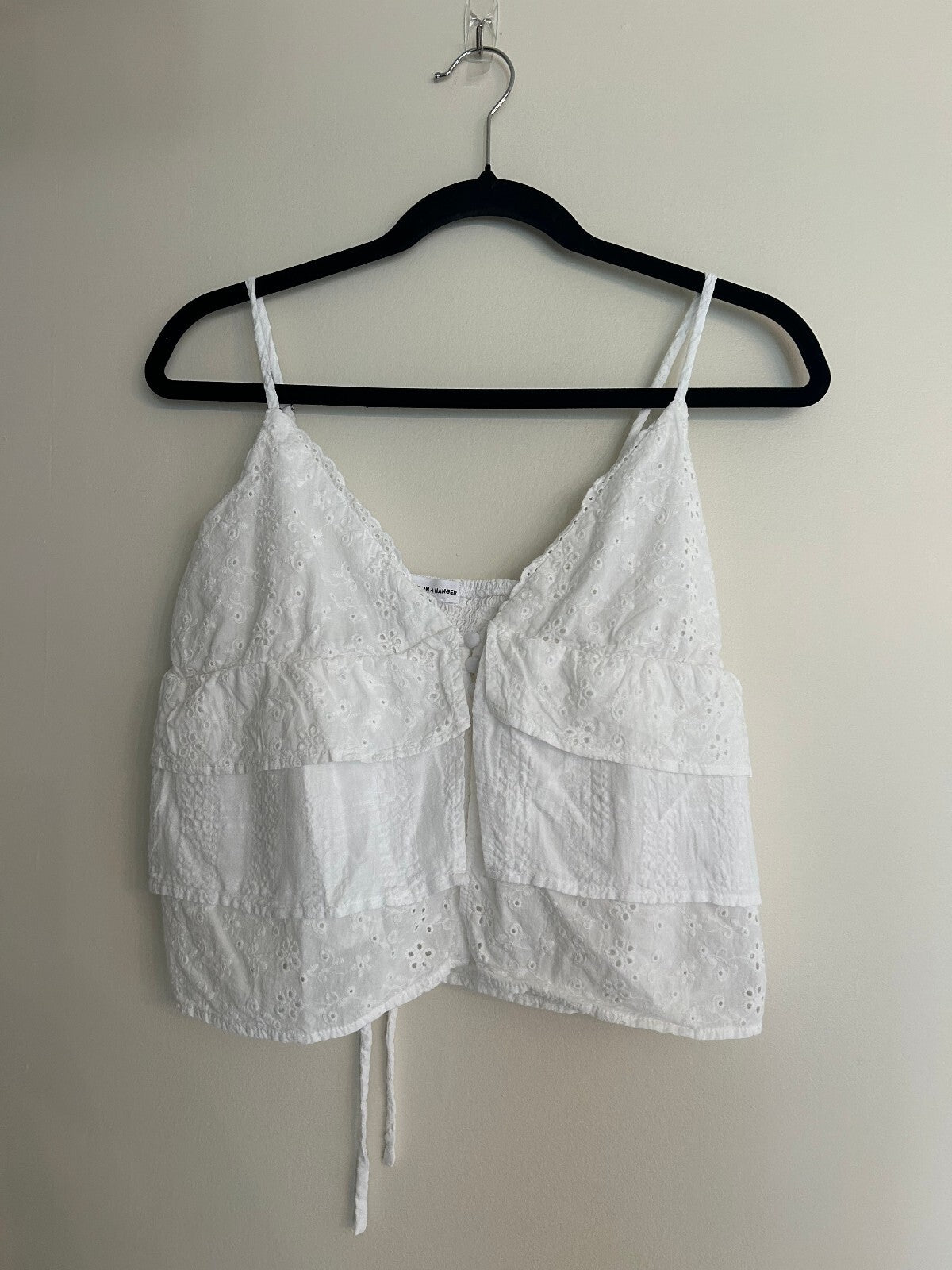 Love On A Hanger White Eyelet Open Front Tank M