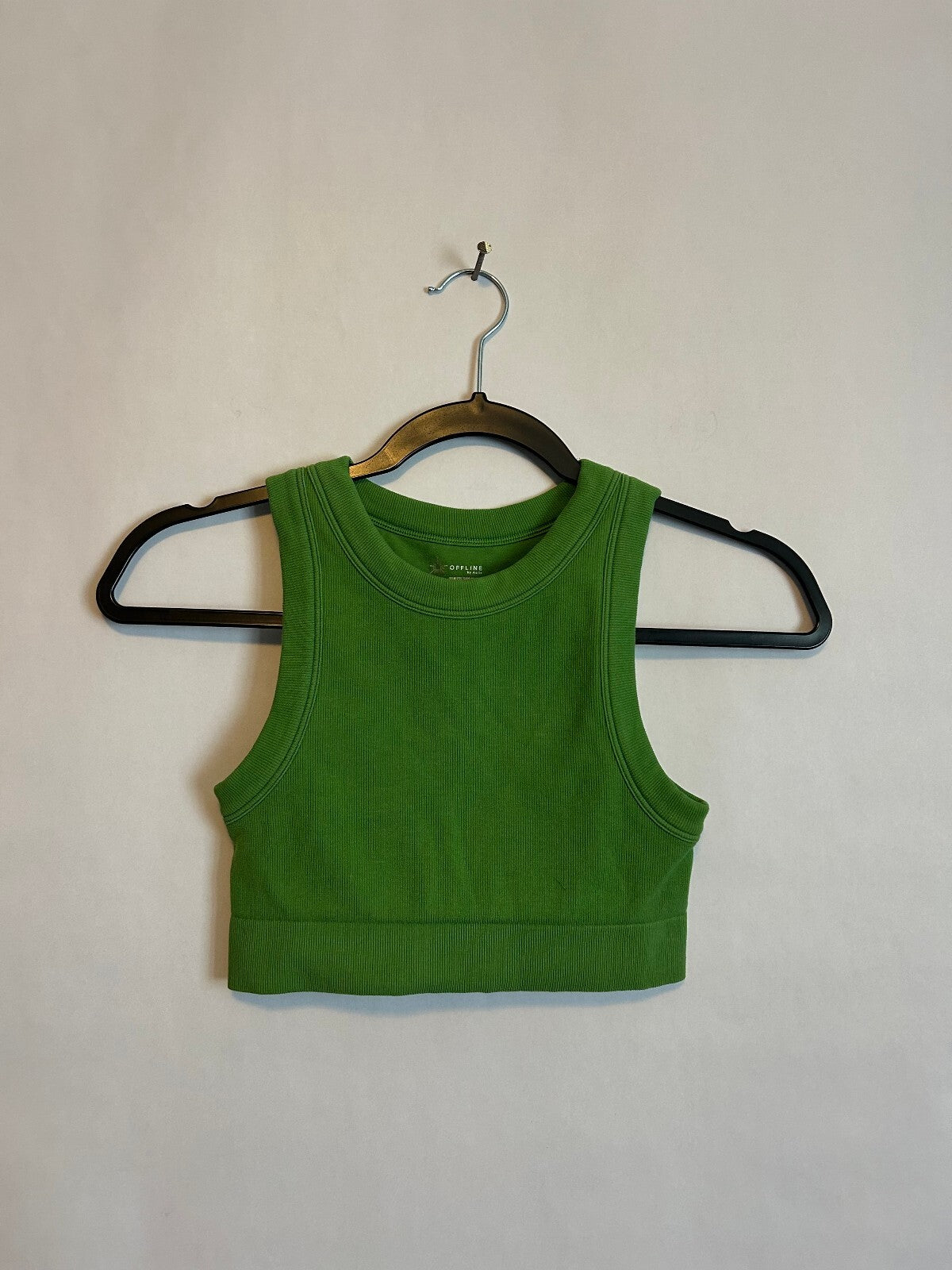 Offline by Aerie Green Ribbed Crop Tank XS