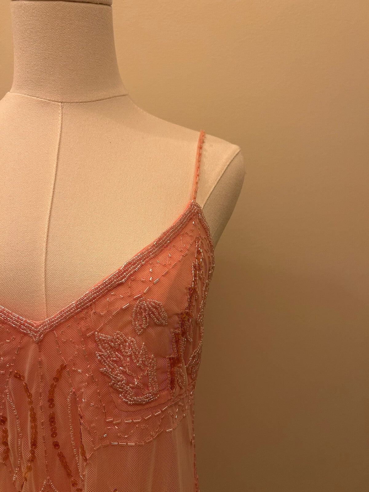 Hallhuber European Vintage Y2K Beaded Pink Babydoll Tank S